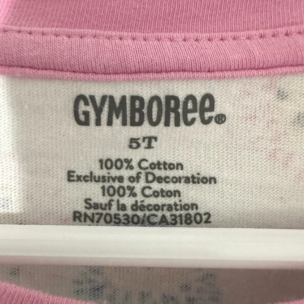Gymboree Toddler Girl 5T Hedgehog Print Long Sleeve Peplum Top Pink White Cotton